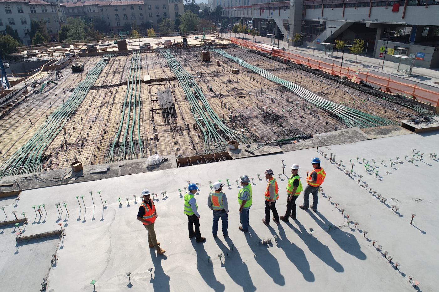Skilled construction workers on site